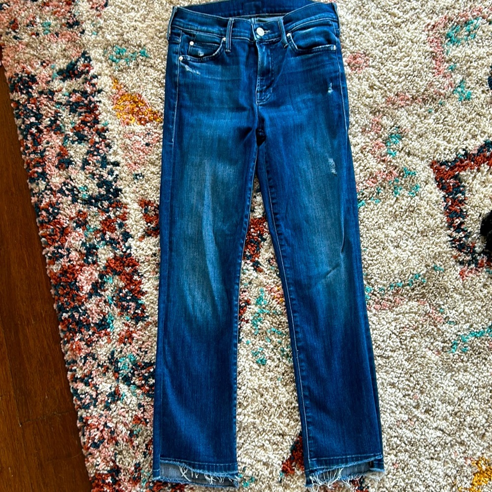 Mother Rascal Ankle Undone Step Fray. Dark graffiti. Size 24